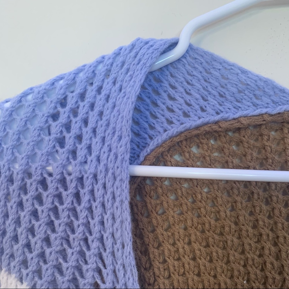 Springtime Knitted Patchwork Long Sleeve Crop Top - image 4